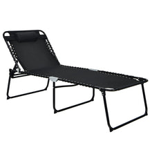 Load image into Gallery viewer, 4 Position Folding Lounge Chaise with Adjustable Backrest and Footrest-Black
