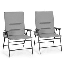 Load image into Gallery viewer, 2 Pieces Patio Padded Folding Portable Chair Camping Dining Outdoor-Gray
