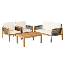 Load image into Gallery viewer, 4 Pieces Patio Rattan Furniture Set with Removable Cushions-White

