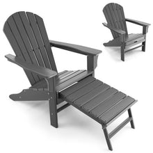 Load image into Gallery viewer, Patio HDPE Adirondack Chair with Retractable Ottoman-Gray
