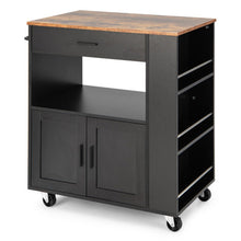 Load image into Gallery viewer, Kitchen Island Cart Rolling Storage Cabinet with Drawer and Spice Rack Shelf-Black

