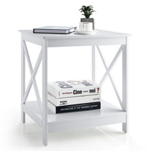 Load image into Gallery viewer, 2-Tier Side Table with X-shape Design and 4 Solid Legs-White
