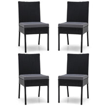 Load image into Gallery viewer, Set of 4 Patio Rattan Wicker Dining Chairs Set with Soft Cushions-Black

