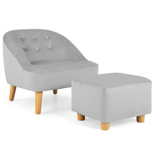 Load image into Gallery viewer, Soft Velvet Upholstered Kids Sofa Chair with Ottoman-Gray
