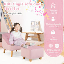 Load image into Gallery viewer, Soft Velvet Upholstered Kids Sofa Chair with Ottoman-Pink
