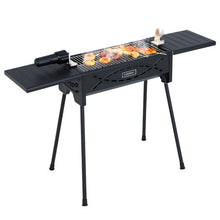 Load image into Gallery viewer, Portable Charcoal Grill with Electric Roasting Fork-Black
