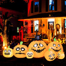 Load image into Gallery viewer, 8 Feet Long Halloween Inflatable Pumpkins with Witch&#39;s Cat
