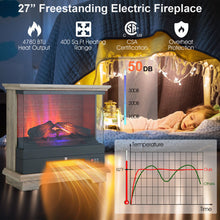 Load image into Gallery viewer, 27 Inch Freestanding Electric Fireplace with 3-Level Vivid Flame Thermostat-Natural
