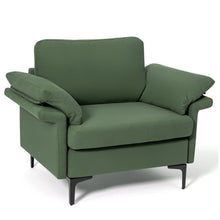 Load image into Gallery viewer, Modern Fabric Accent Armchair with Original Distributed Spring and Armrest Cushions-Army Green
