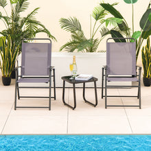 Load image into Gallery viewer, Set of 2 Outdoor Folding Sling Chairs with Armrest and Backrest-Gray
