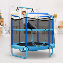 Load image into Gallery viewer, 5 Feet Kids 3-in-1 Game Trampoline with Enclosure Net Spring Pad-Blue
