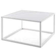 Load image into Gallery viewer, Modern Glass Square Coffee Table with Metal Frame for Living Room-White
