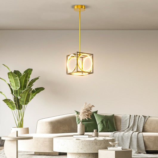Modern LED Pendant Light with 42 Inches Adjustable Suspender-Golden