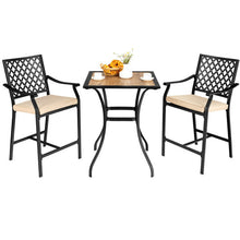 Load image into Gallery viewer, 3 Pieces Patio Bar Set with 2 Bar Stools and 1 Square Table
