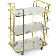 Load image into Gallery viewer, Gold Rolling Bar Cart with Sturdy Steel Frame
