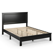 Load image into Gallery viewer, Queen Size Bed Frame Platform Slat High Headboard Bedroom with Rubber Wood Leg-Black
