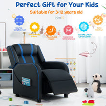 Load image into Gallery viewer, Kids Recliner Chair with Side Pockets and Footrest-Blue
