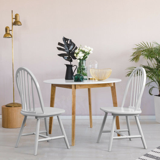 Set of 2 Vintage Windsor Wood Chair with Spindle Back for Dining Room-White