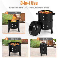 Load image into Gallery viewer, 3-in-1 Charcoal BBQ Grill Cambo with Built-in Thermometer
