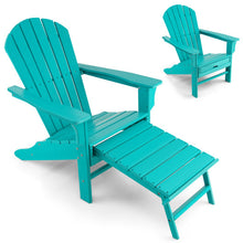 Load image into Gallery viewer, Patio HDPE Adirondack Chair with Retractable Ottoman-Turquoise
