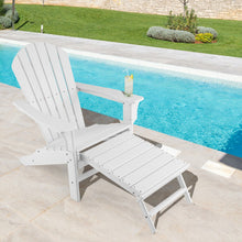 Load image into Gallery viewer, Patio HDPE Adirondack Chair with Retractable Ottoman-White
