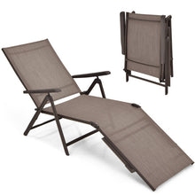 Load image into Gallery viewer, Patio Foldable Chaise Lounge Chair with Backrest and Footrest-Brown
