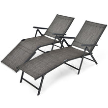 Load image into Gallery viewer, 2 Pieces Foldable Chaise Lounge Chair with 2-Position Footrest-Gray
