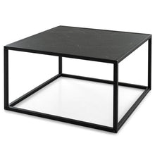 Load image into Gallery viewer, Modern Glass Square Coffee Table with Metal Frame for Living Room-Black
