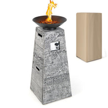 Load image into Gallery viewer, 48 Inch Propane Fire Bowl Column with Lava Rocks and PVC Cover-Gray
