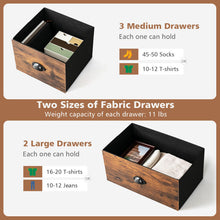 Load image into Gallery viewer, Dresser Organizer with 5 Drawers and Wooden Top-Rustic Brown
