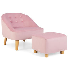 Load image into Gallery viewer, Soft Velvet Upholstered Kids Sofa Chair with Ottoman-Pink

