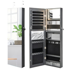 Load image into Gallery viewer, Wall Mounted Jewelry Cabinet with Full-Length Mirror-Black
