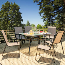 Load image into Gallery viewer, 6 Pieces Patio Stackable Dining Chairs with Curved Armrests and Breathable Fabric
