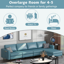 Load image into Gallery viewer, Modular L-shaped Sectional Sofa with Reversible Ottoman and 2 USB Ports-Blue
