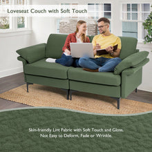 Load image into Gallery viewer, Modern Fabric Loveseat Sofa for with Metal Legs and Armrest Pillows-Army Green
