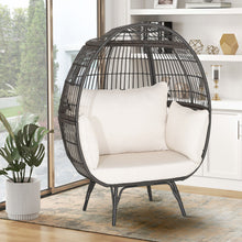 Load image into Gallery viewer, Oversized Patio Rattan Egg Lounge Chair with 4 Cushions-Brown
