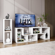 Load image into Gallery viewer, 3 Pieces TV Stand Console Entertainment Center for TVs up To 65 Inch with Bookcase Shelves-White
