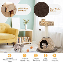 Load image into Gallery viewer, 28 Inches Hand-Made Cat Tree Tower with Jump Platform-Coffee
