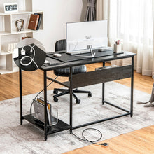 Load image into Gallery viewer, 48 Inch Computer Desk with Power Outlet USB Ports-Black
