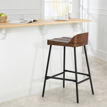 Load image into Gallery viewer, Industrial 24.5 Inches Bar Stool with Backrest and Saddle Seat-Rustic Brown
