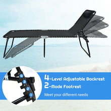 Load image into Gallery viewer, 4 Position Folding Lounge Chaise with Adjustable Backrest and Footrest-Black
