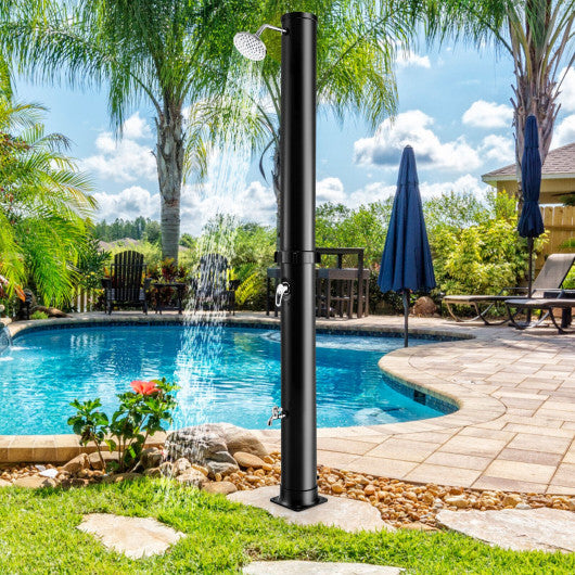 7.2 Feet Solar-Heated Outdoor Shower with Free-Rotating Shower Head-Black