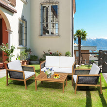 Load image into Gallery viewer, 4 Pieces Patio Rattan Furniture Set with Removable Cushions-White

