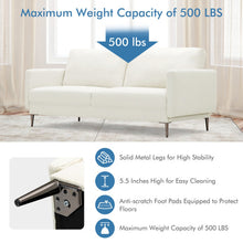 Load image into Gallery viewer, 76.5 Inches Fabric Sofa Couch with Metal Leg-White
