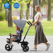 Load image into Gallery viewer, 4-in-1 Baby Tricycle Toddler Trike with Convertible Seat-Gray
