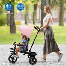 Load image into Gallery viewer, 4-in-1 Baby Tricycle Toddler Trike with Convertible Seat-Pink
