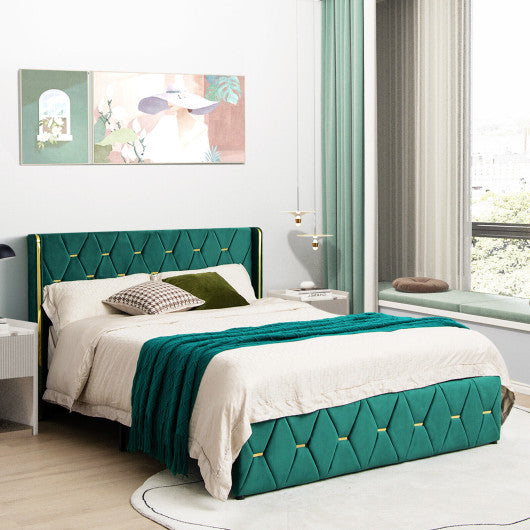 Queen/Full Size Bed Frame with Adjustable Headboard-Queen Size