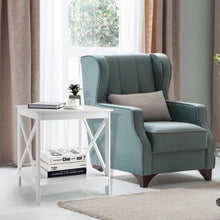 Load image into Gallery viewer, 2-Tier Side Table with X-shape Design and 4 Solid Legs-White
