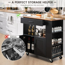 Load image into Gallery viewer, Kitchen Island Cart Rolling Storage Cabinet with Drawer and Spice Rack Shelf-Black
