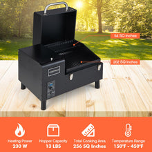 Load image into Gallery viewer, Portable Pellet Grill and Smoker Tabletop with Temperature Probe-Black
